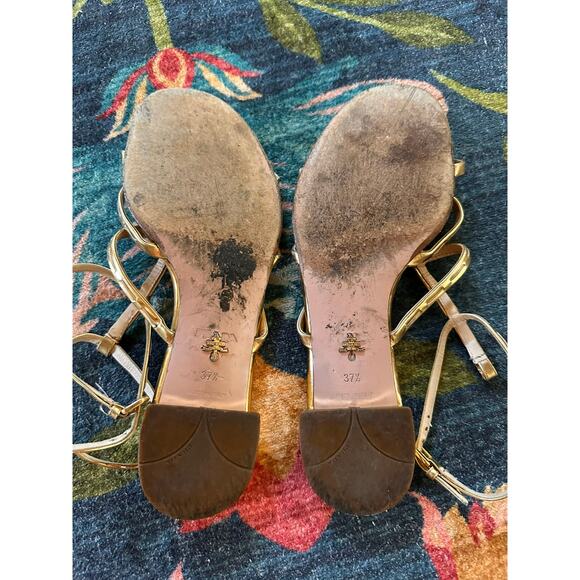 Authentic PRADA Gold Gladiator Strap Sandals Size 37.5 *READ DESCRIPTION* - Picture 8 of 11